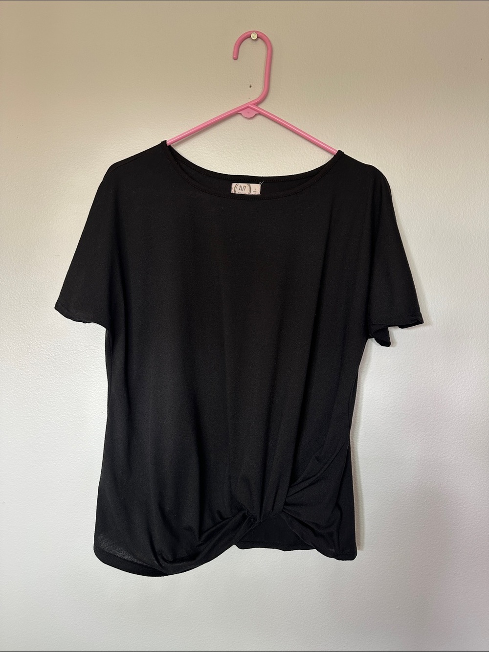 Maurices Black Short-Sleeve Knot Front Tee